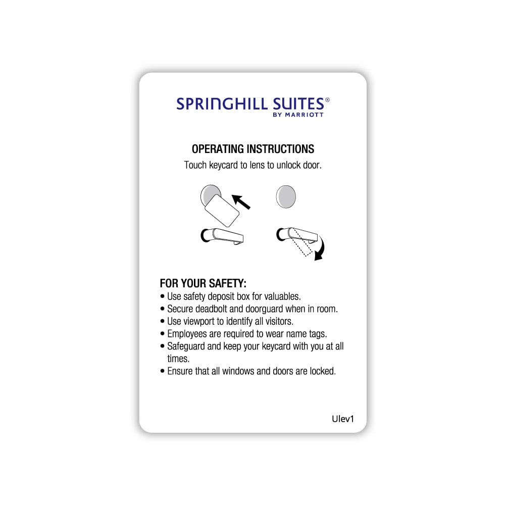 SpringHill Suites ULEV1 48 byte RFID Key Cards Compatible with Assa Abloy* Guest Lock Systems-See Description (Sold in boxes of 200)