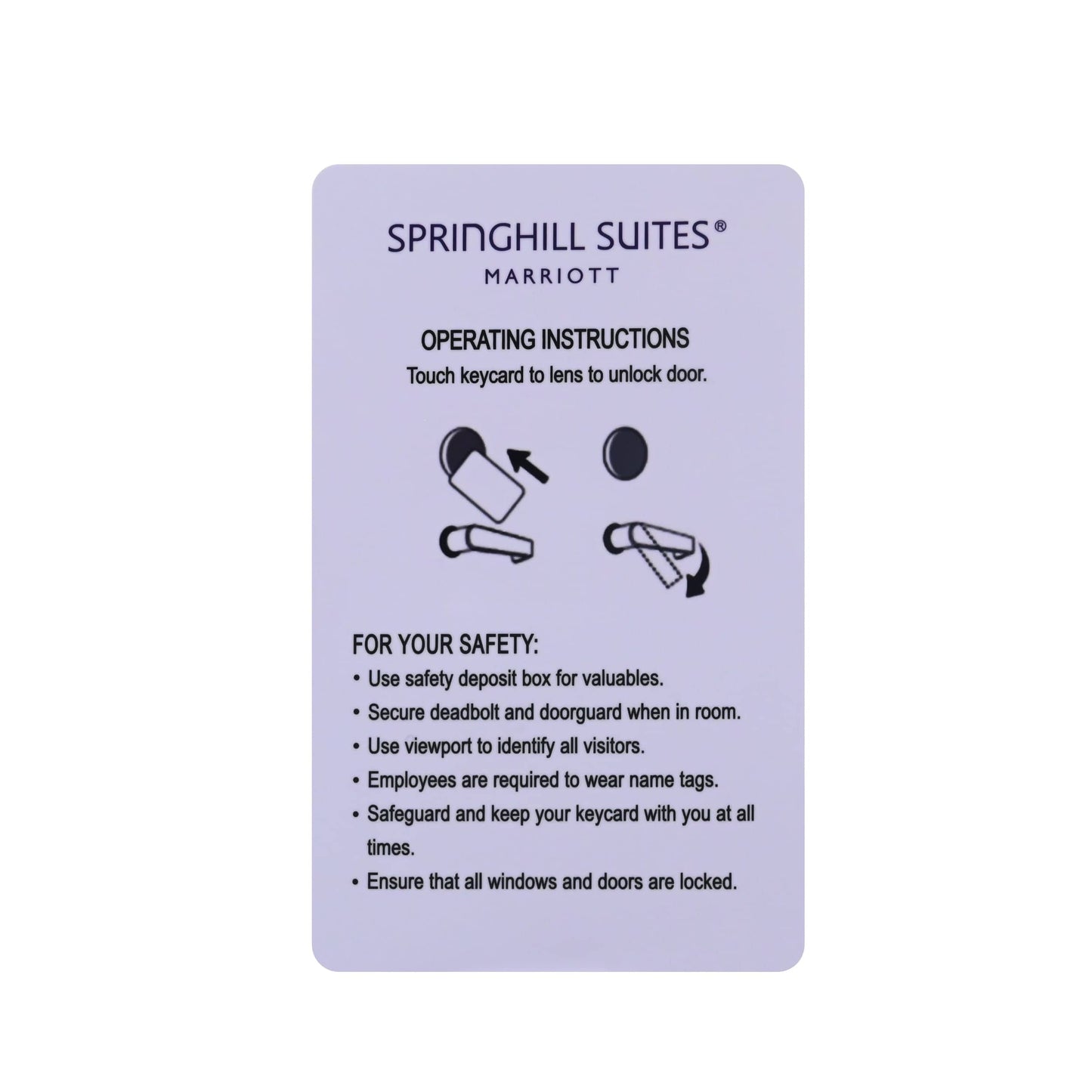 SpringHill Suites Me Time 1K RFID Key Cards (Sold in boxes of 200)